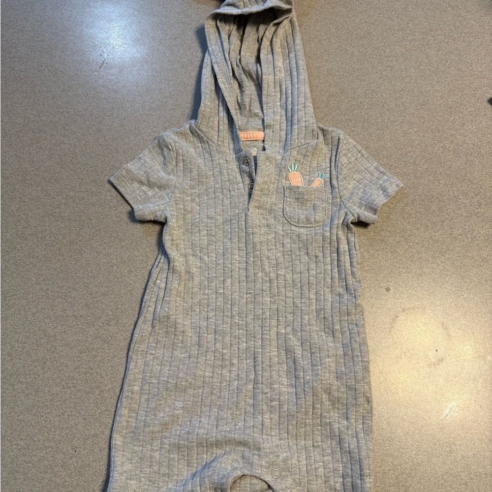 Gray Hooded Baby Romper
